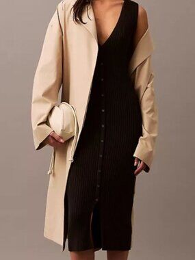Calvin Klein Black Ribbed Button-Front Dress